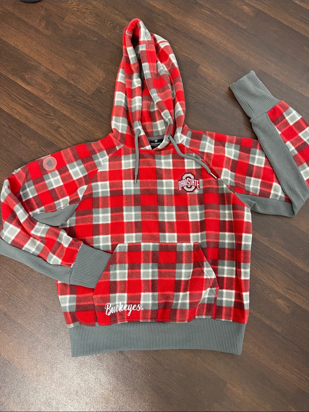 Ohio State Red Plaid Hooded Women's Sweater